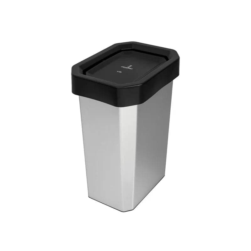 Papelera Vaivén 10 Litros Color Metal Tapa Negra / Estra