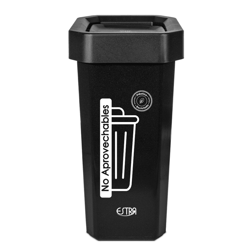 Papelera Vaivén Ecobins 53 Litros Material Reciclado Negro